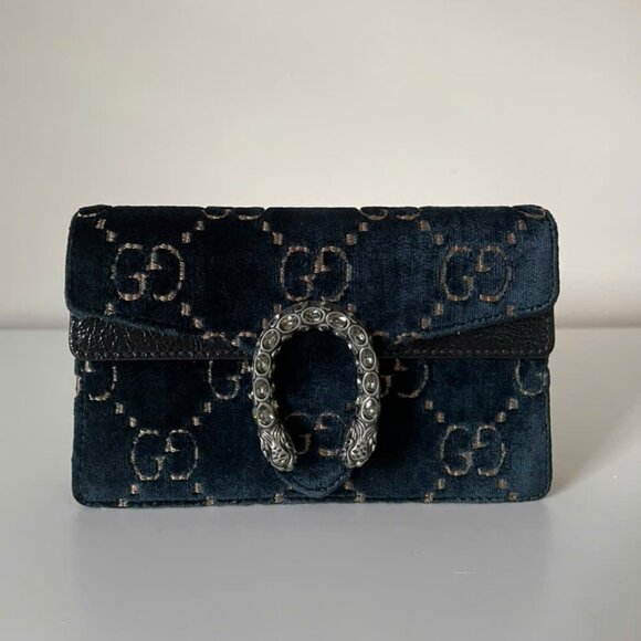 GUCCI GG Dionysus Super Mini Blue Velvet Crossbody - Picture 1 of 16